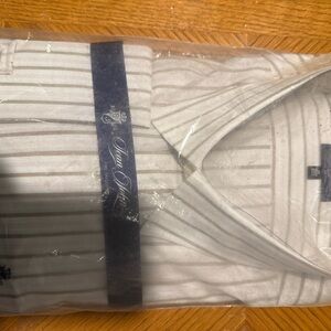 Sean John White and Gray Striped Dress Shirt